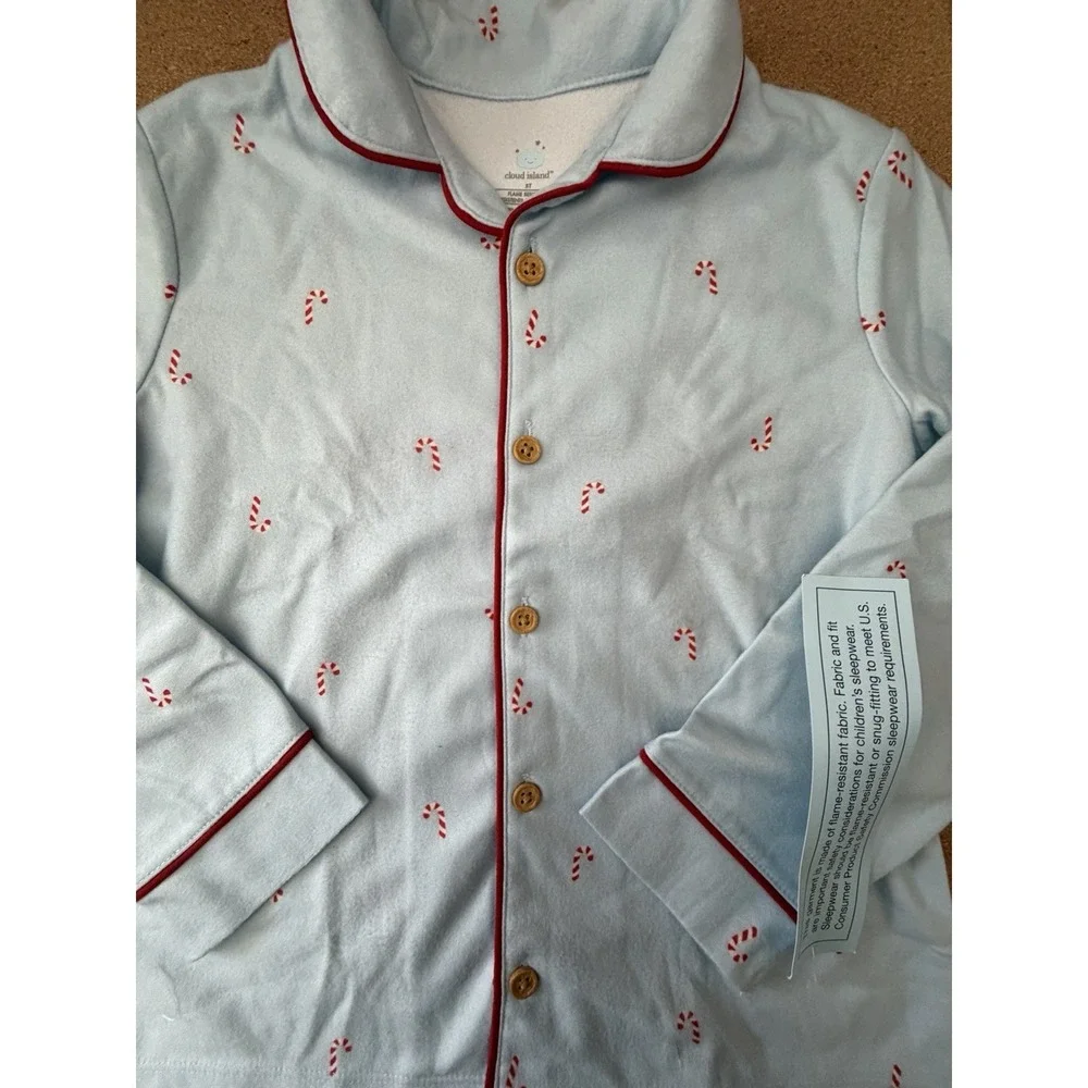 Cloud‎ Island Pajamas 5T Red Candy Cane Snug Fit 2pc Set Button NWT